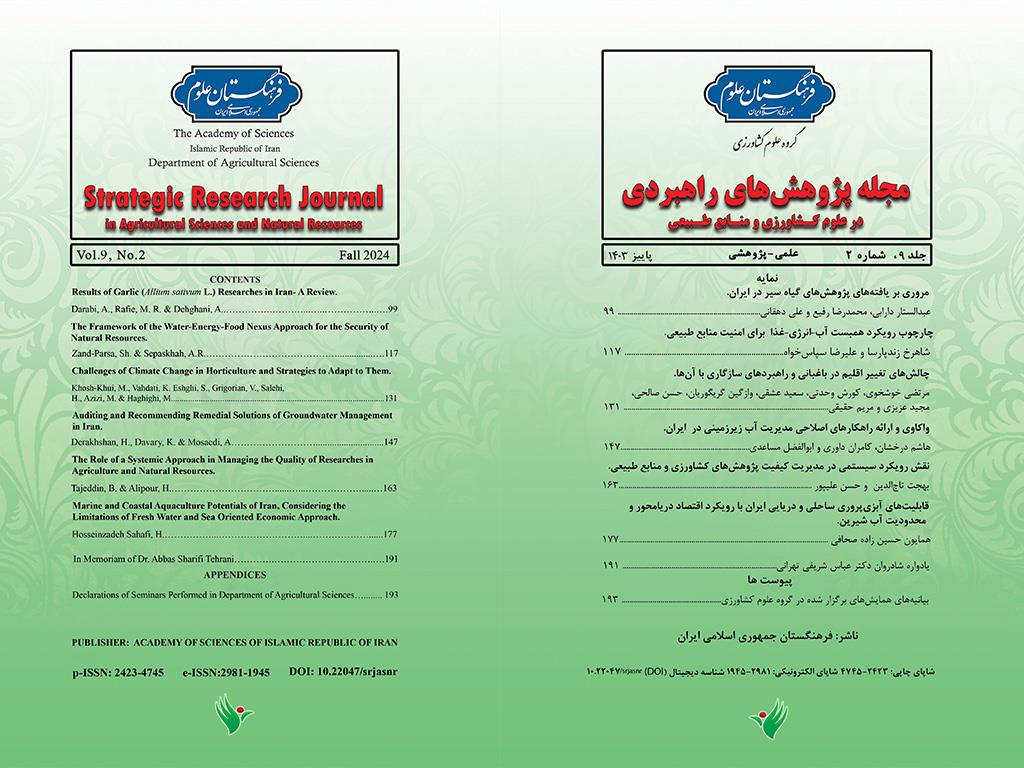 New Issue of the Strategic Research Journal in Agricultural Sciences and Natural Resources Is Out Details