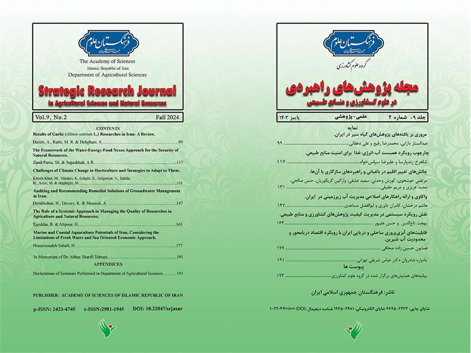 New Issue of the Strategic Research Journal in Agricultural Sciences and Natural Resources Is Out Details