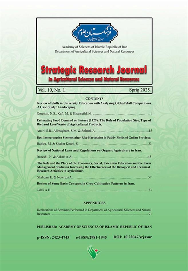 New Issue of the Strategic Research Journal in Agricultural Sciences and Natural Resources Is Out Details